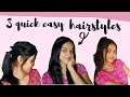 3 EASY QUICK HAIRSTYLES For everyday look💁 /casual hairstyles -Under 2 mins /Nelly Falcao