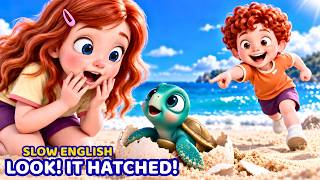 The Baby Turtle Was Trapped… Then Maya and Leo Did THIS! 🐢😱 | Slow English A2