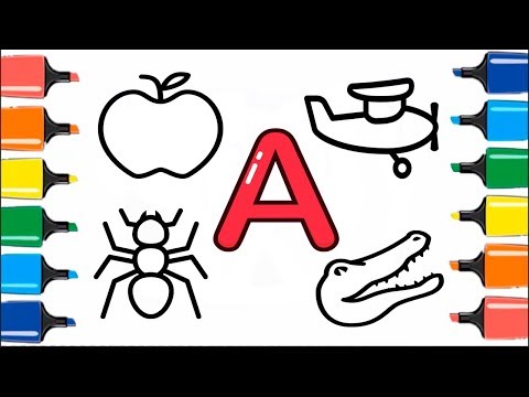 The Letter A | How To Draw and Coloring Pages on ABC Letters for Kids | Alphabet Song Coloring Book