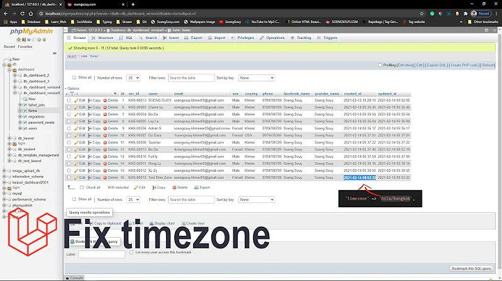 Change timezone when insert to databases in Laravel