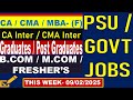 Latest Government PSU Jobs vacancy| Govt Jobs PSU Jobs | Graduates Fresher CA CMA MBA Jobs BCom MCom