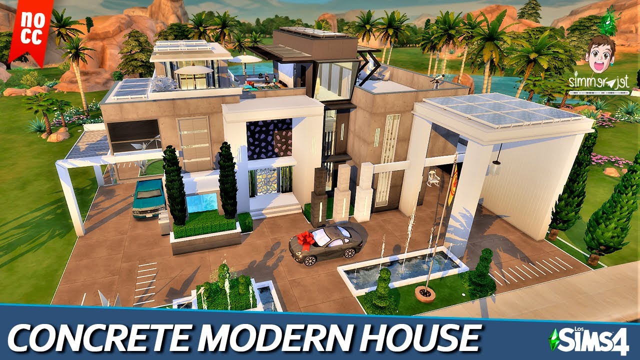 MODERN CONCRETE HOUSE | Stop Motion Build | The sims 4 | NO CC - YouTube