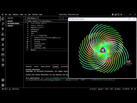 Python turtle animation Beautiful 😍 multiple shell 🐚 using python #shorts #shortsbreak #python