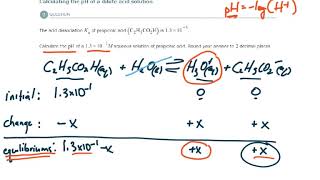 ALEKS - Calculating the pH of a dilute acid solution - Example 2