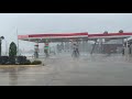 Hurricane Ida winds at Houma, Louisiana gas station - August 29, 2021