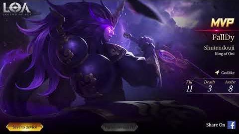 New Hero Shutendouji - Legend of Ace Full Gameplay Ranked Match | #LOA (iOS/Android)