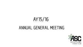 Annual General Meeting - Maincommittee AY15/16 Intro