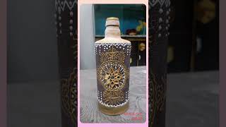 Beautiful Bottle For Flower pot | Mould it Clay Art on Bottle | 3D Bottle Art | Aesthetic | viral