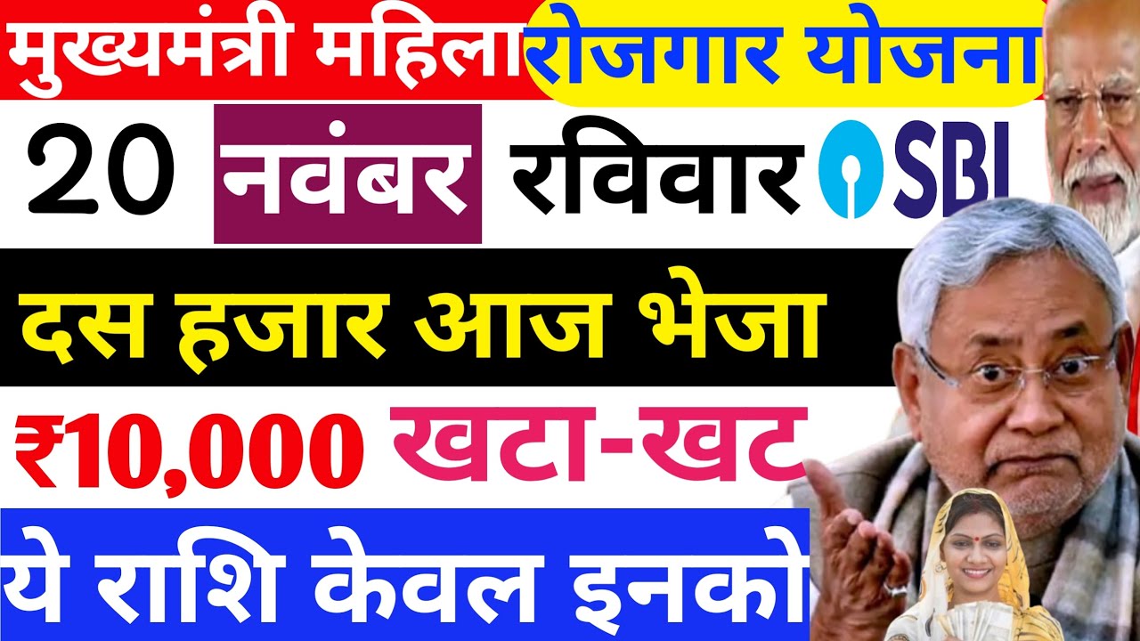 Bihar Mahila Rojgar Yojana Update 20 November | Bihar Women Scheme 10000 Latest News