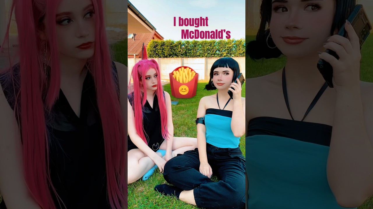 Mira wants McDonald’s 🍟 Zoey & Mira @witchera_ #cosplay K-Pop Demon Hunters