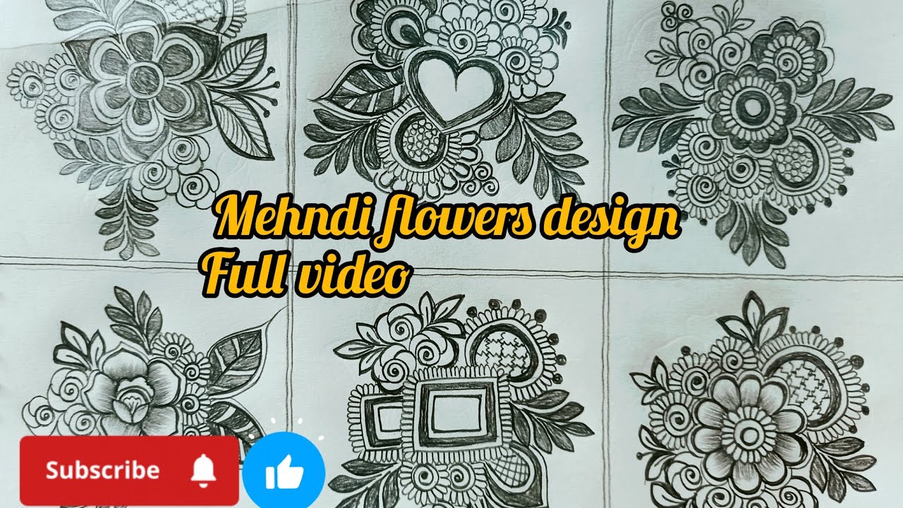Beautiful flowers mehndi design full video || mehndi design in drawing book || mehndi design 