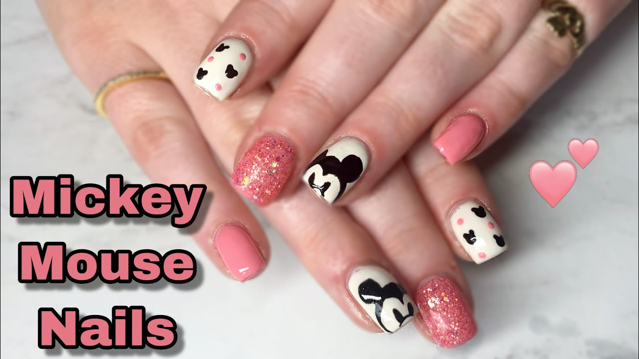 Pink Mickey Mouse Nails