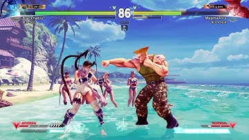 SFV Guile Reverse Sonic Hurricane Using in Battle (with Ibuki)