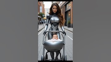 Beautiful AI humanoid robot looking after the baby #ai #robot #trending