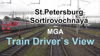 Train driver`s view: St.Petersburg - Mga / Петербург - Мга из кабины машиниста / Führerstandsfahrt
