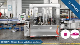 Linear type BOPP Hot Melt Glue Labeling machine，Full automatic 8000BPH Round Plastic bottle Labeller