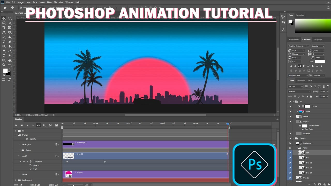 Photoshop animation tutorial - simple 2d animation with Photoshop - YouTube