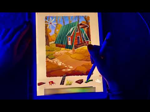 Ipad ASMR with collage puzzles and clicky whispers