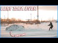 SNOWBOARDING BEHIND THE PROJECT PACECAR!