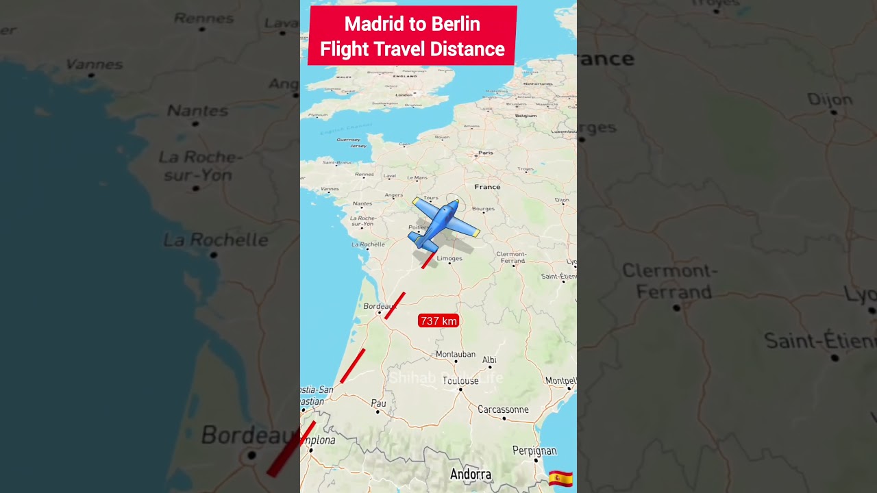 Madrid to Berlin Flight Travel Distance 