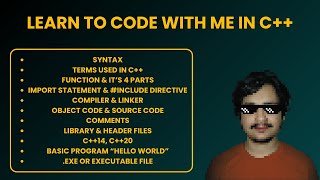 Learn CPP With Me in C++ (Part 1 Basics - Hello World) | Study with me | Code with me