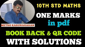 10th STD MATHS BOOK BACK ONE MARKS AND QR CODE ONE MARKS WITH SOLUTIONS DOWNLOAD PDF- SPEED REVISION