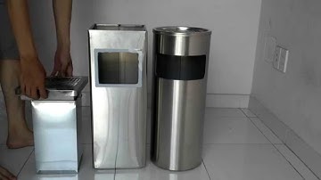 Thùng rác inox vuông, thùng rác inox gạt tàn hình vuông, thùng rác gạt tàn thuốc