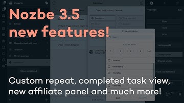 New features in Nozbe 3.5 - custom repeat values, completed task view, new affiliate panel and more