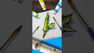 Layering Green over Yellow: Watercolor Okra! 🖌️💚 #Shorts
