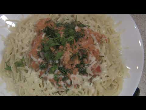 ОБАЛДЕННАЯ КУРИЦА С ГРИБНЫМ СОУСОМ СО СПАГЕТТИ