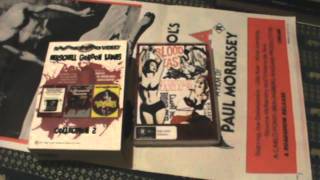 Unboxing package from Shane 80s, new DVDs & VHS stuff..
Many thanks to Shane80s for the great new additions to my collection! Three excellent new titles..
Go sub Shane please..
http://www.youtube.com/shane80s
Also in this vid...
Two new daybills:
* Blood for Dracula
* Flesh for Frankenstein
These DVDs:
* H.G. Lewis Collection Vol 1 (4-disc Siren Visual set)
* Girl on a Motorcycle (1969)
* Love Circles (1985)
* The Beast (aka: La bête - 1975)
* The Short Films of François Ozon (2004)
* A History of Sex (2003)
And these VHS titles:
* The Burning (Amazon release from 2001)
* Friday the 13th Part 3 (1982)
* The Final Conflict - Omen III (1981)
* The Entity (1981)
* Shocker (1989)
* Loose Shoes (1980)
Ends with an example of a flat tape at around the 10 minute mark. Moldy tapes belong in the garbage bin!! Unboxing package from Shane 80s, new DVDs & VHS stuff..