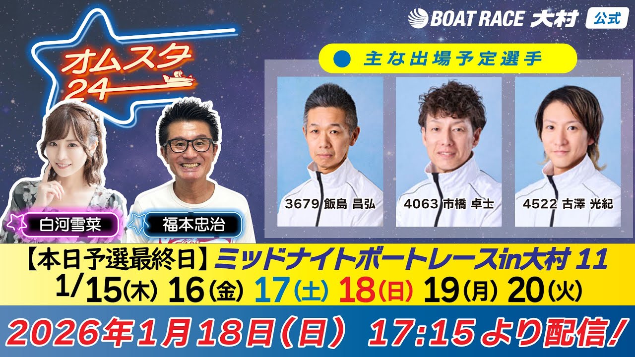 2026.1.18    オムスタ24　【本日予選最終日】ミッドナイトボートレースｉｎ大村１１