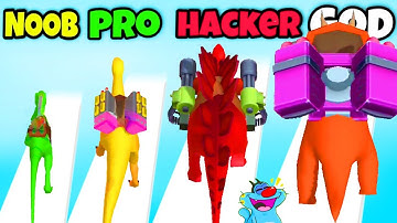 NOOB vs PRO vs HACKER vs GOD In Dino Run Battle Game | With Oggy And Jack | Oggy Game