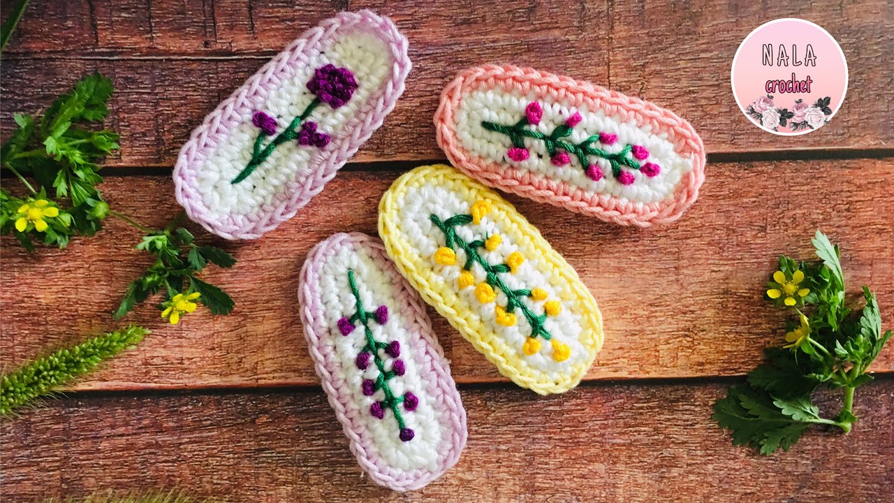 crochet hair clips (English subs)/สอนถักโครเชต์กิ๊บติดผม