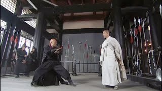 Master underestimates and challenge monk,but monk is Shaolin master and defeat him with Diamond Palm