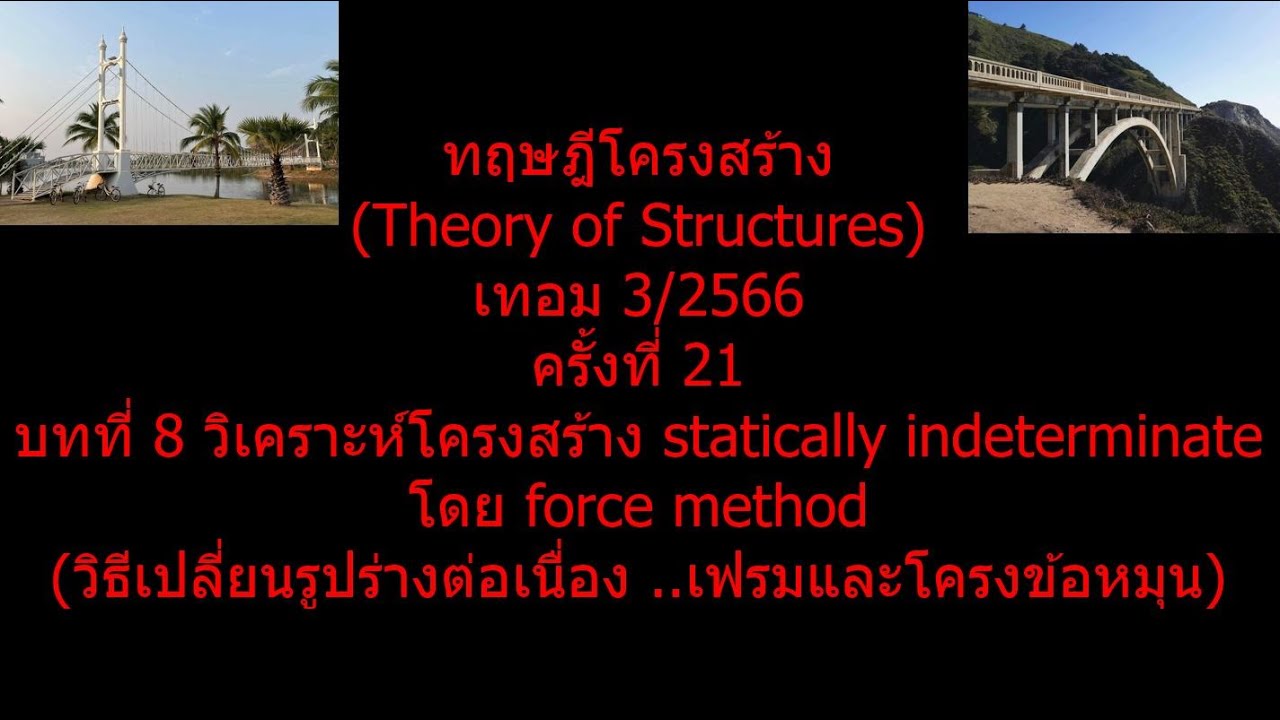 21 ทฤษฎีโครงสร้าง เทอม 3 2566 บทที่ 8 วิธีเปลี่ยนรูปร่างต่อเนื่อง Frame และ Truss