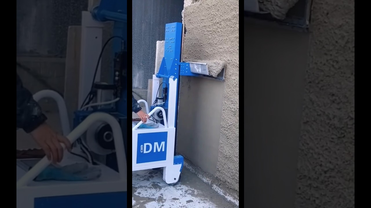 This machine plasters a wall fast.