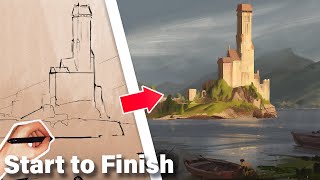 An Easy Guide To Environment Painting  ( Digital Art Tutorial Photoshop ) screenshot 1