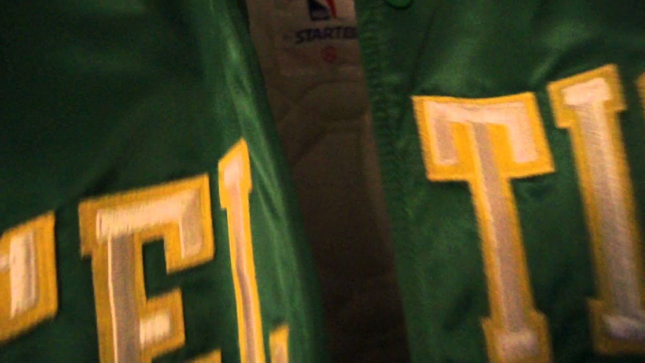 VINTAGE STARTER BOSTON CELTICS GREEN EMBROIDERED BUTTON-UP JACKET SIZE XL NBA