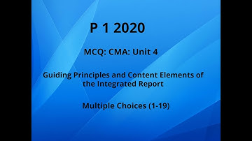MCQ: CMA: P 1 2020 , Unit 4-3