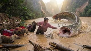 My dogs and goat help me pull the fish hook in the mountain - ha thi muon