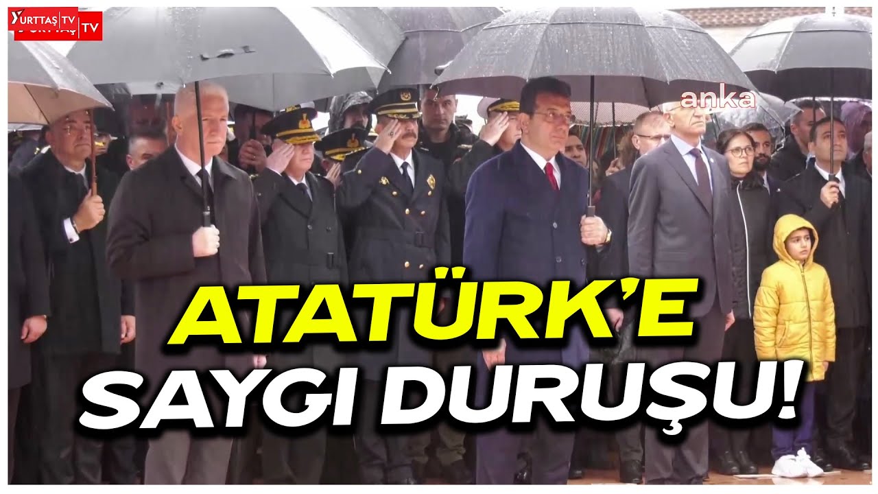 İstanbul yağmur altında Atatürk'e saygı duruşu! Ekrem İmamoğlu da katıldı!