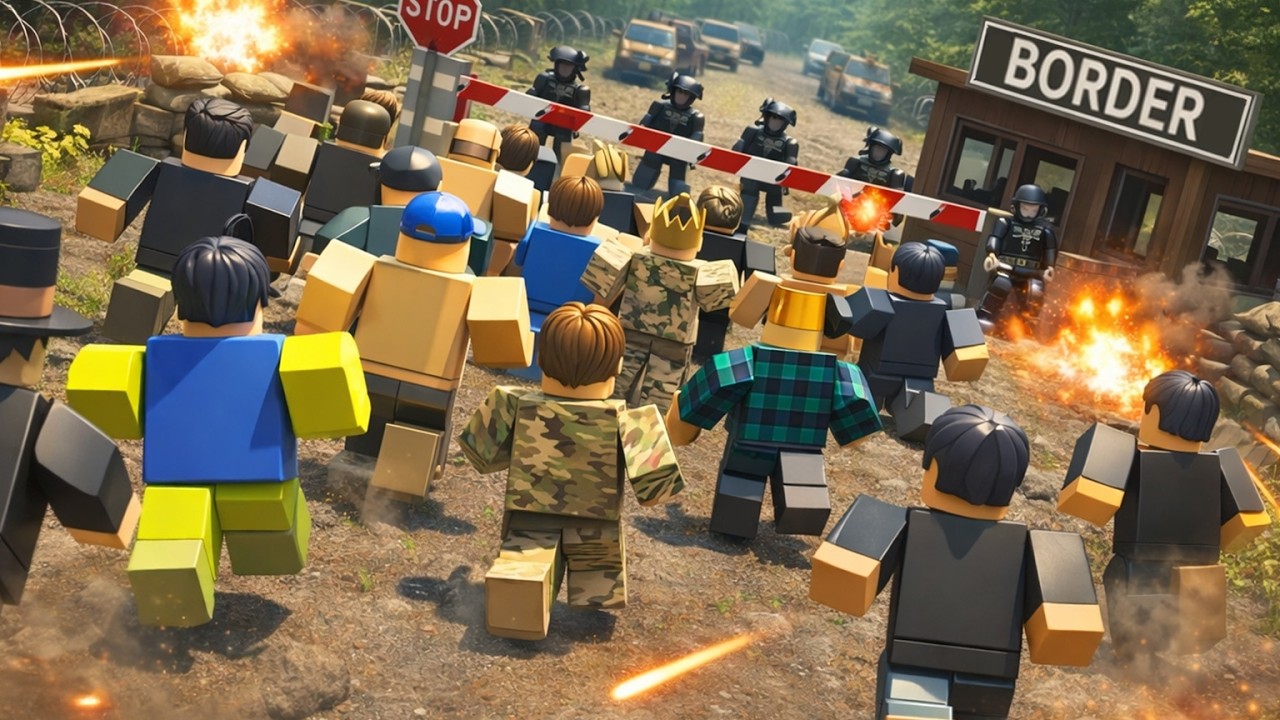 100 Players Try to ILLEGALLY Cross Every Border in Roblox…