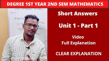 2nd Sem | Maths| new batch _ 2022 l New syllabus lUNIT 1 PART_1 lShort Answers Videos|#shorttricks4u
