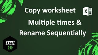 How To Copy Sheet And Rename Automatically In Excel