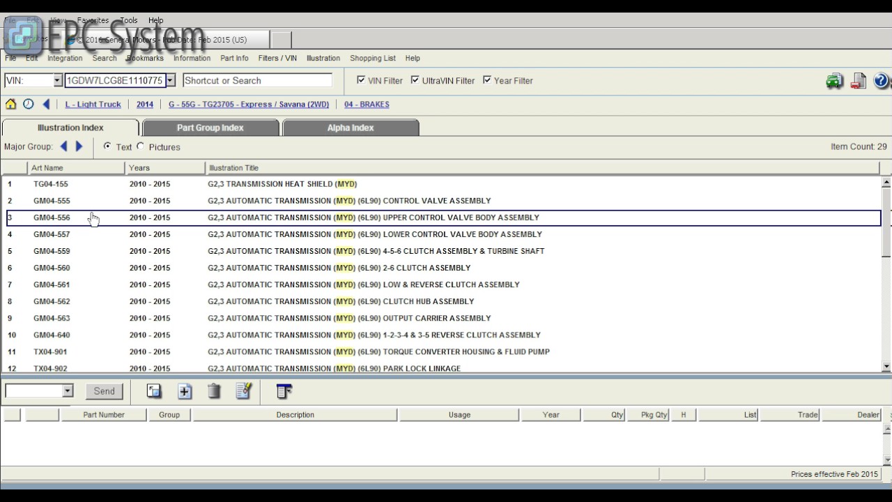 Каталог запчастей GM USA