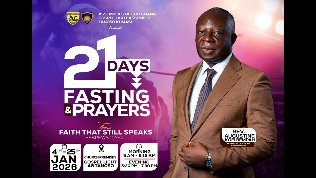 WELCOME TO DAY 12 OF OUR 21DAYS FASTING AND PRAYERS WITH REV AUGUSTINE KOFI BEMPAH 16th JANUARY 2026