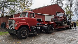 Double Truck Rescue  1975 International Fleetstar 2010A, 1960 Mack B61, & Rogers 35Ton Lowboy