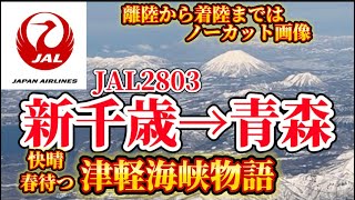 【JAL】JAL2803便　札幌　新千歳→青森　快晴　春待つ北海道・津軽海峡・青森県
