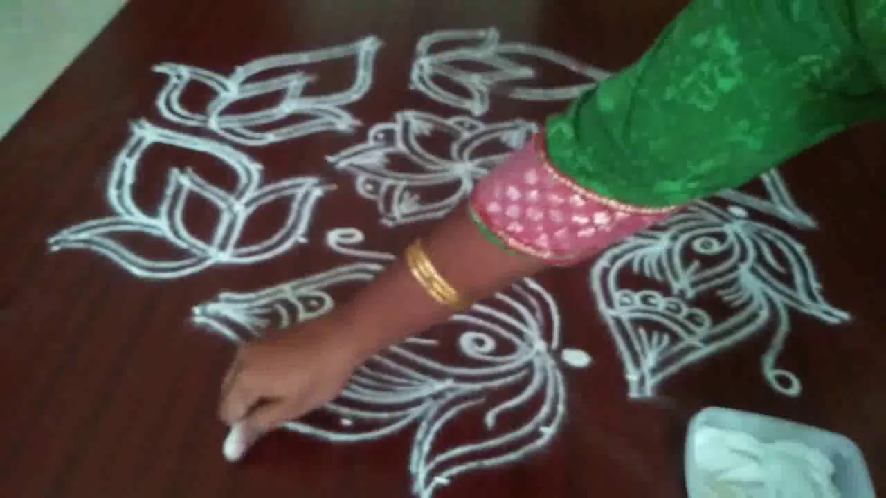 Double Stroke Rangoli || easy rangoli || #kolam #rangoli #muggulu - YouTube